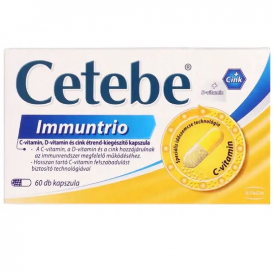 CETEBE IMMUNTRIO C-VITAMIN + D-VITAMIN + CINK ÉTREND-KIEGÉSZÍTŐ KAPSZULA - 60X